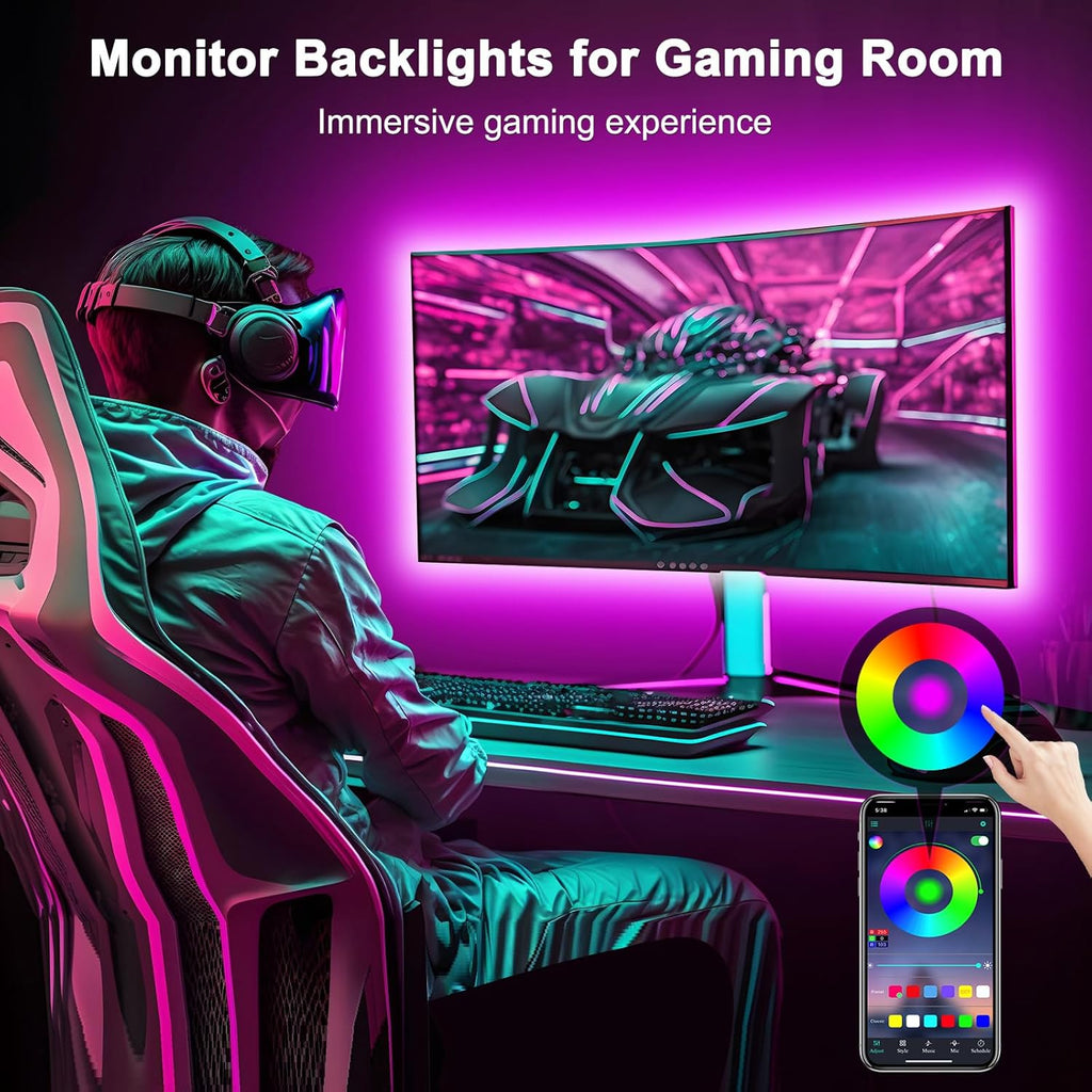 TV Led Lights, Led Lights for Backlight for 32-60 Inch, 9.8Ft TV Light Strip,Rgb Color Changing Light with Remote Music Sync Bluetooth APP Control USB Powered