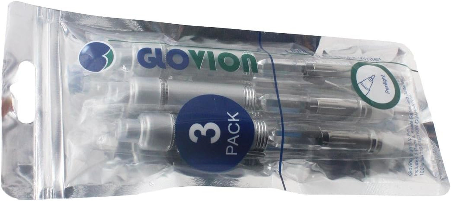 Led Light Pen, Light up Ballpoint Pen Lighted Penlight for Nighttime Writing - White- Pack of 3 Pens