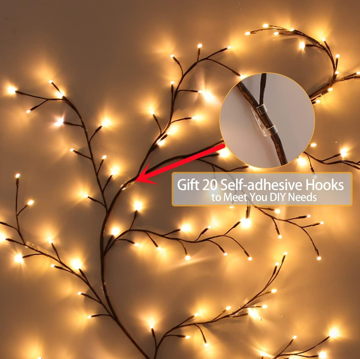 Enchanted Willow Vine 9.5FT, 160 Leds Vines for Room Decor with Remote, Vine Lights for Wall Home Decorations with 20 Clips & Tapes, Plug In, 1 PC