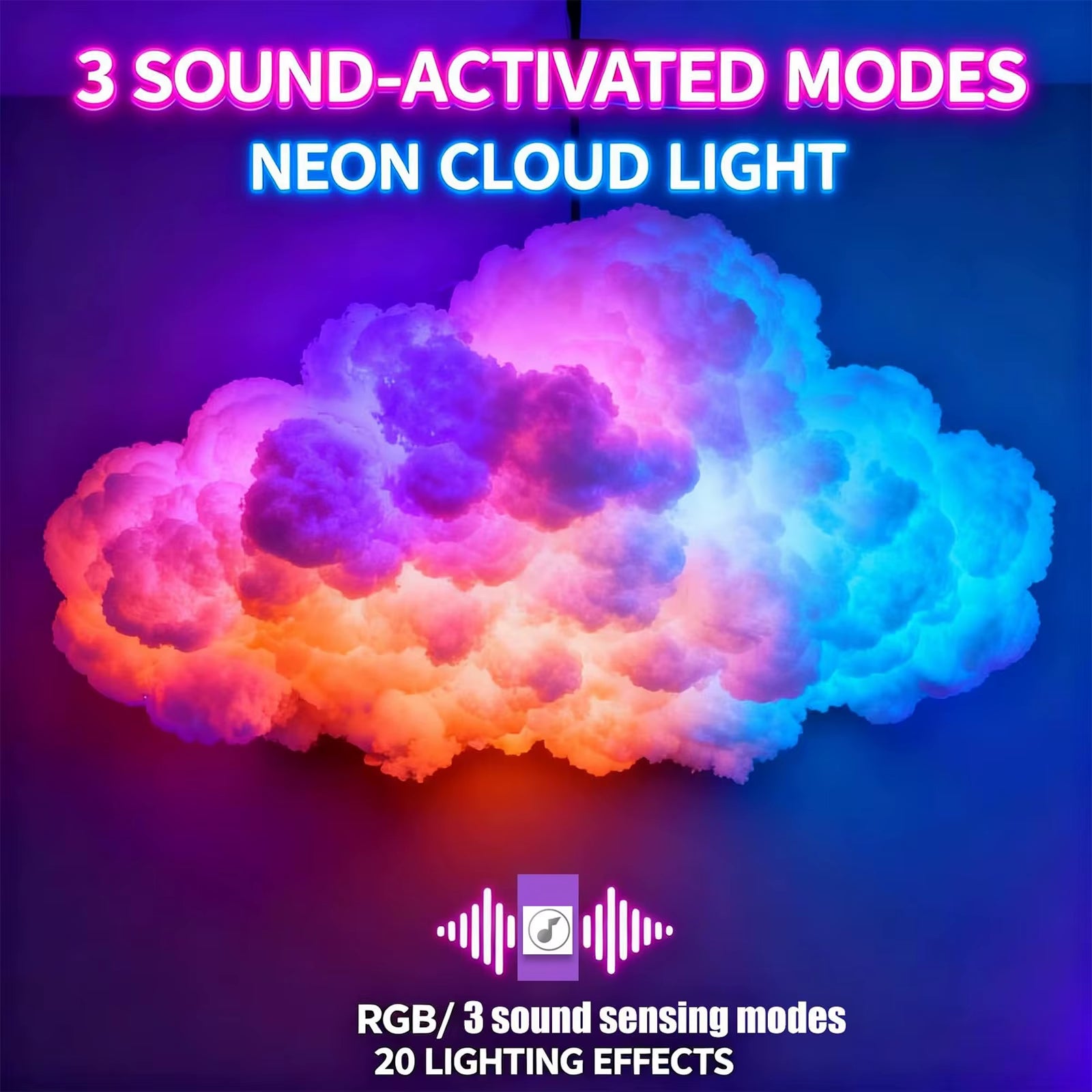 DIY Thundercloud LED Light Usb-Powered 3D Big Cloud Lightning Light for Game Room Bedroom Decor