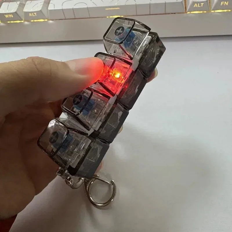 Light up Keyboard Key Keychain Stress Relief Fidget Toy Clickable Button with LED Light