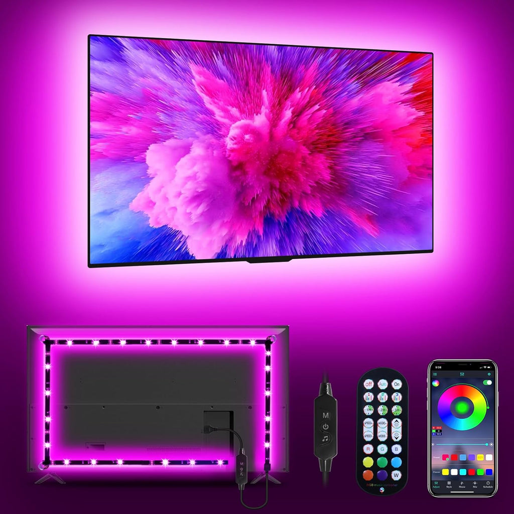 TV Led Lights, Led Lights for Backlight for 32-60 Inch, 9.8Ft TV Light Strip,Rgb Color Changing Light with Remote Music Sync Bluetooth APP Control USB Powered