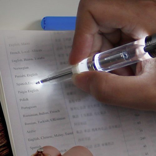 Led Light Pen, Light up Ballpoint Pen Lighted Penlight for Nighttime Writing - White- Pack of 3 Pens