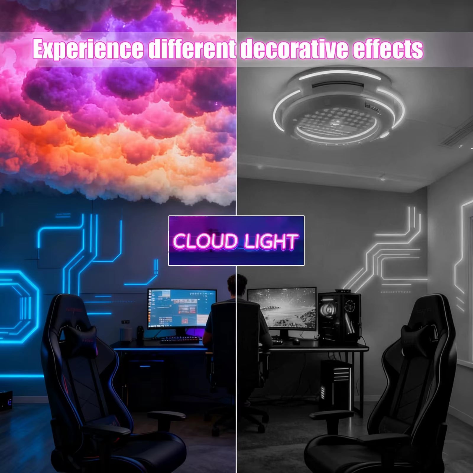 DIY Thundercloud LED Light Usb-Powered 3D Big Cloud Lightning Light for Game Room Bedroom Decor