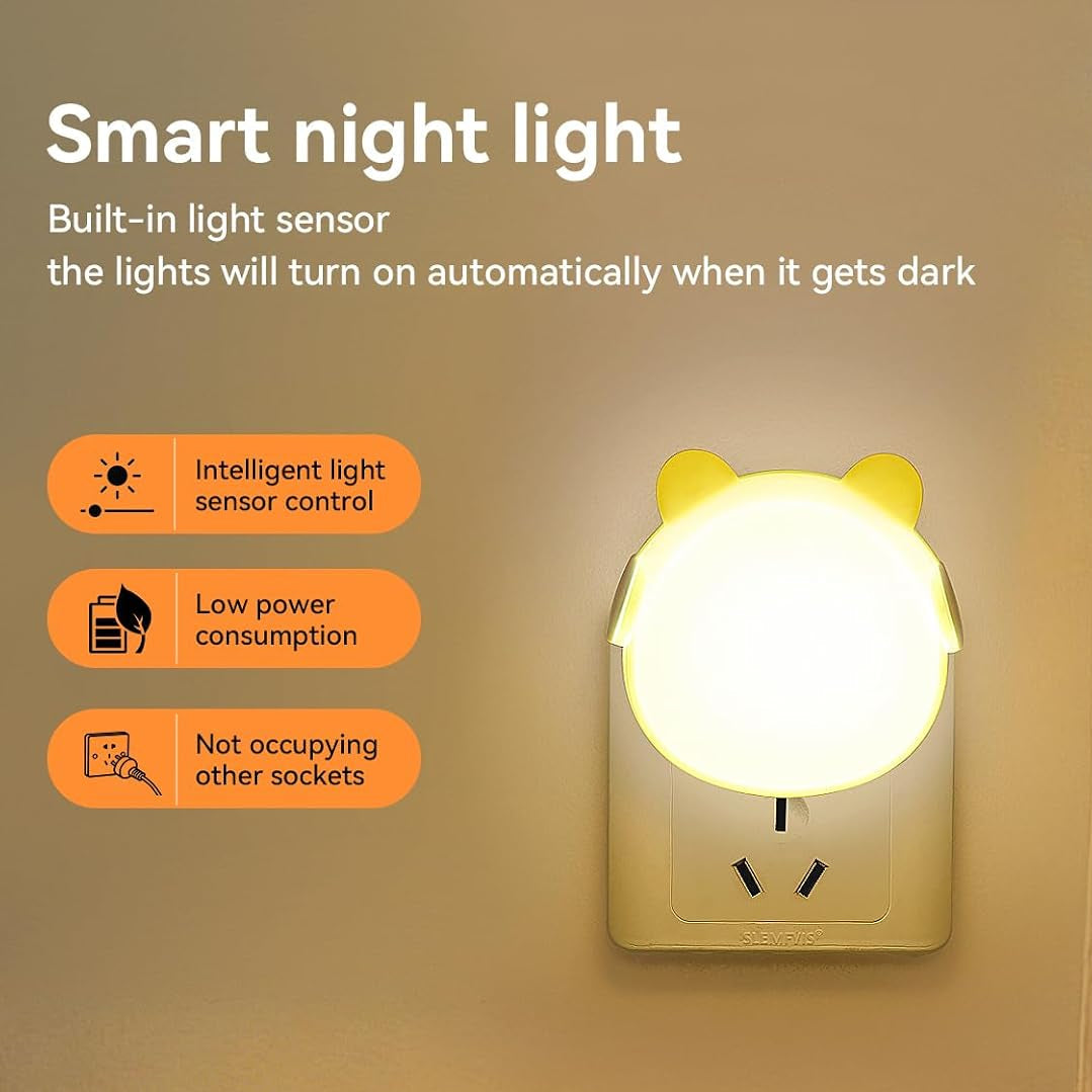 2-Pack Night Lights Plug into Wall Auto Dusk to Dawn Sensor LED Lights, Cute Nightlight for Girls Bedroom, Bathroom, Hallway, Kitchen, Stairway, Toilet, New Home Decor