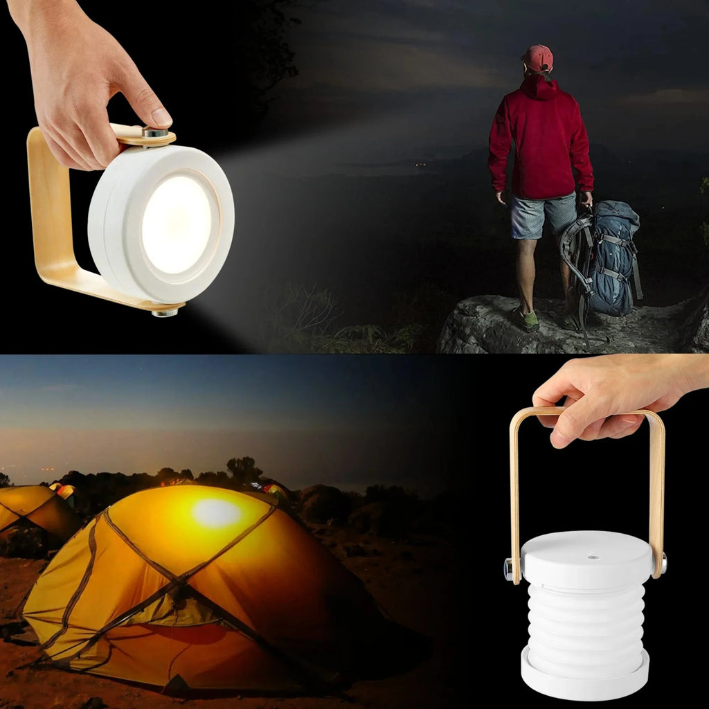 Rechargeable LED Reading Light, Portable Folding Lantern Lamp, Dimmable Touch Night Light for Camping