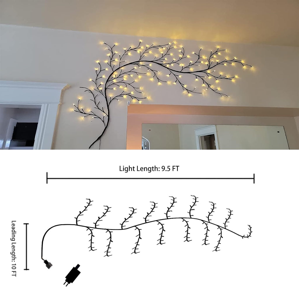 Enchanted Willow Vine 9.5FT, 160 Leds Vines for Room Decor with Remote, Vine Lights for Wall Home Decorations with 20 Clips & Tapes, Plug In, 1 PC