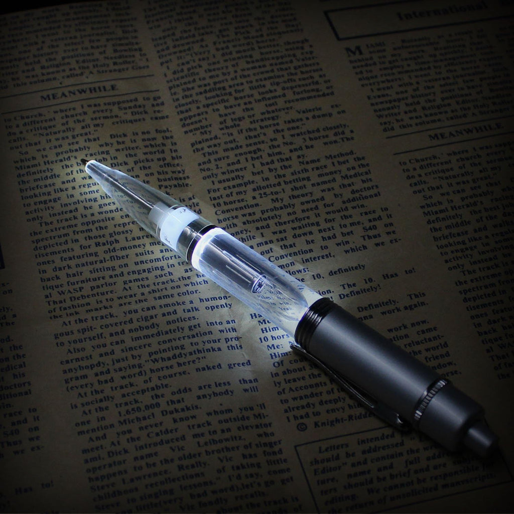 Led Light Pen, Light up Ballpoint Pen Lighted Penlight for Nighttime Writing - White- Pack of 3 Pens