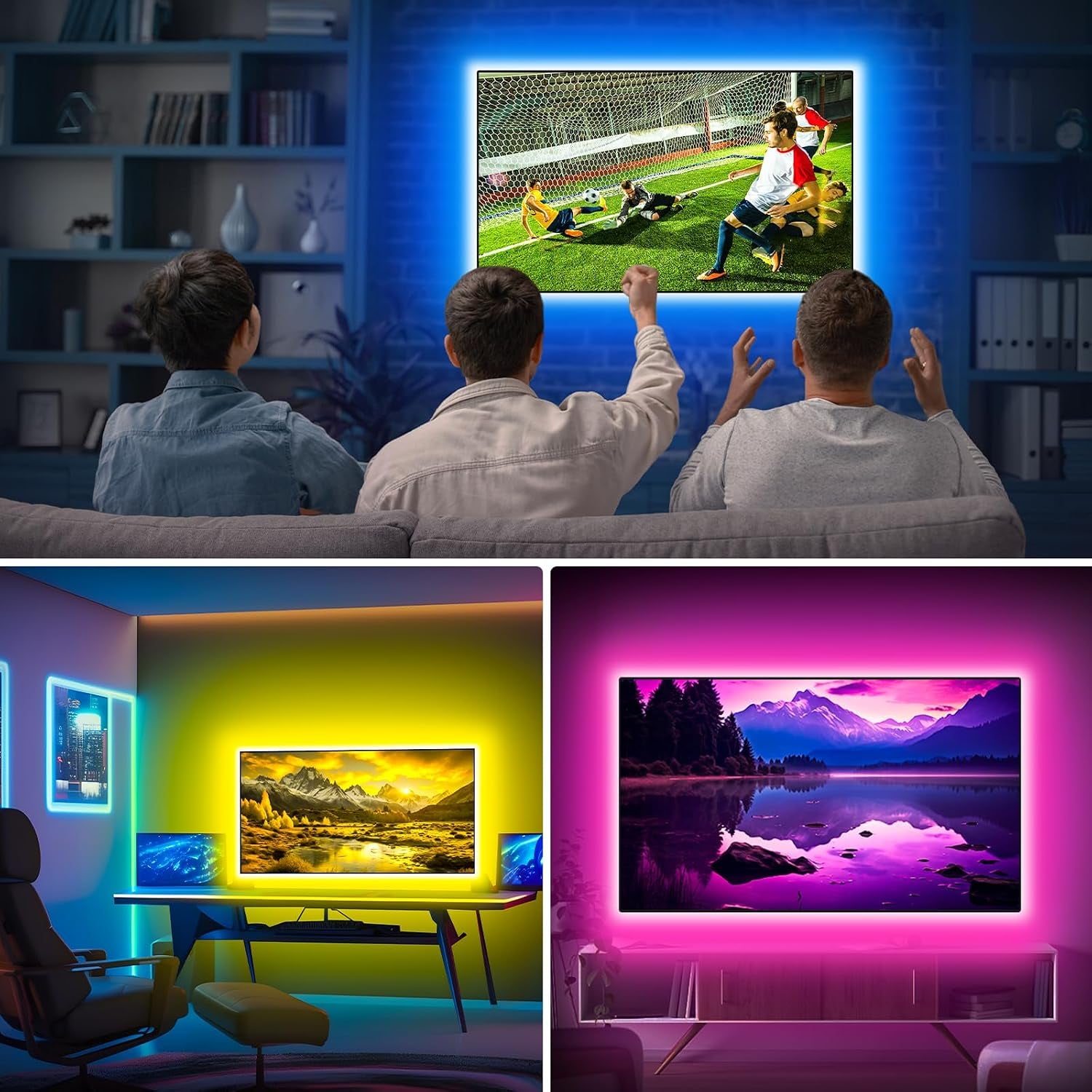 TV Led Lights, Led Lights for Backlight for 32-60 Inch, 9.8Ft TV Light Strip,Rgb Color Changing Light with Remote Music Sync Bluetooth APP Control USB Powered