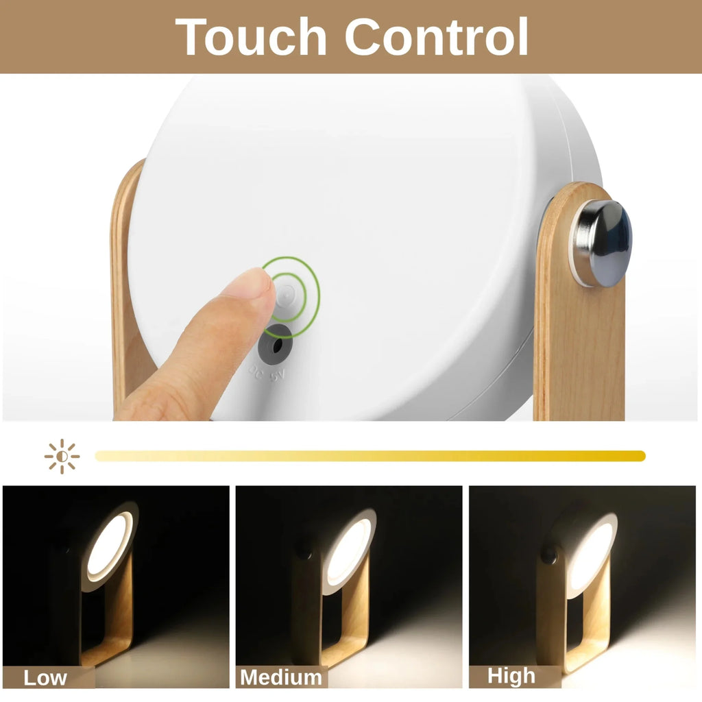 Rechargeable LED Reading Light, Portable Folding Lantern Lamp, Dimmable Touch Night Light for Camping