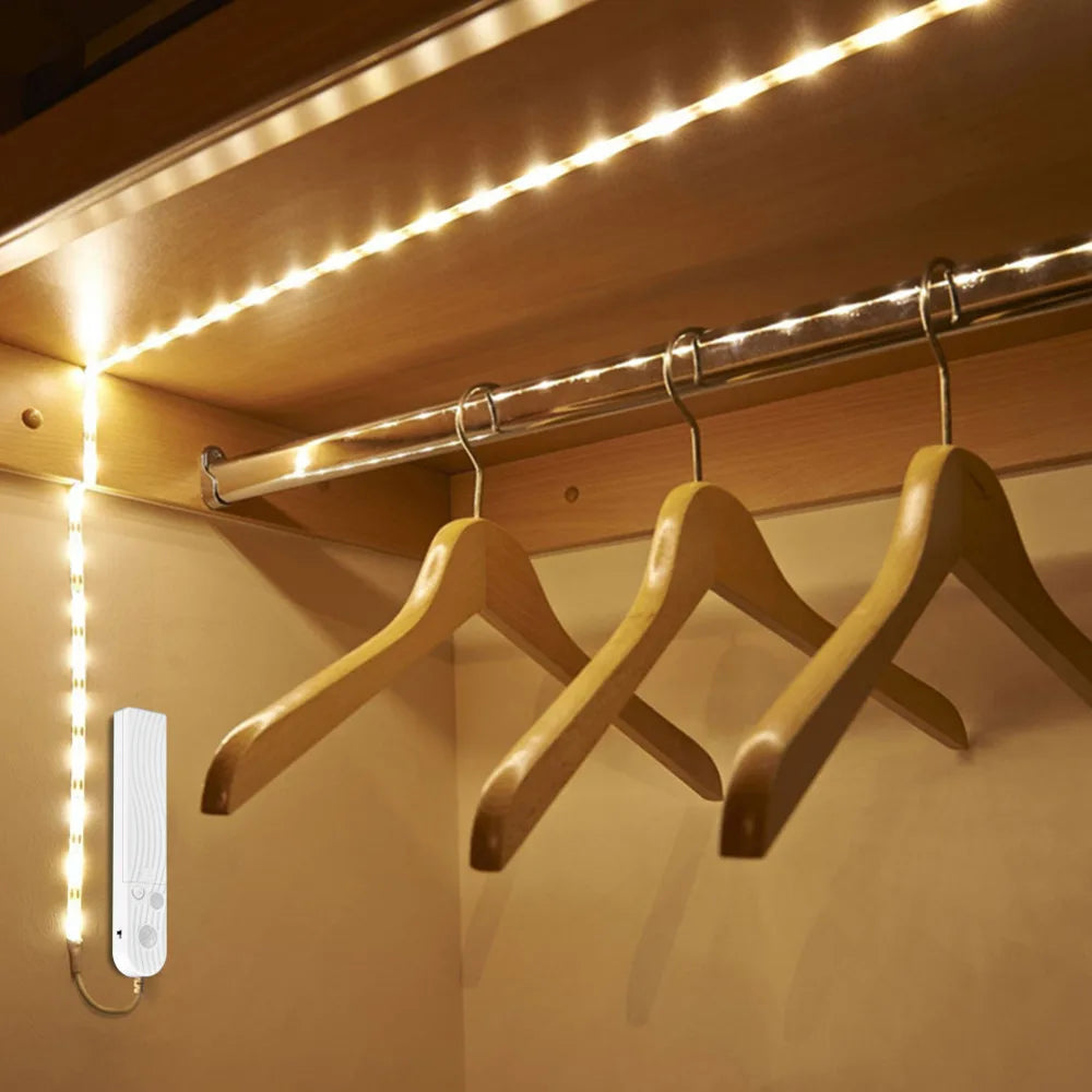 LED under Cabinet Light LED Strip Led Lamp with Wireless PIR Motion Sensor USB Port Light Kitchen Stairs Wardrobe Bed Side Light