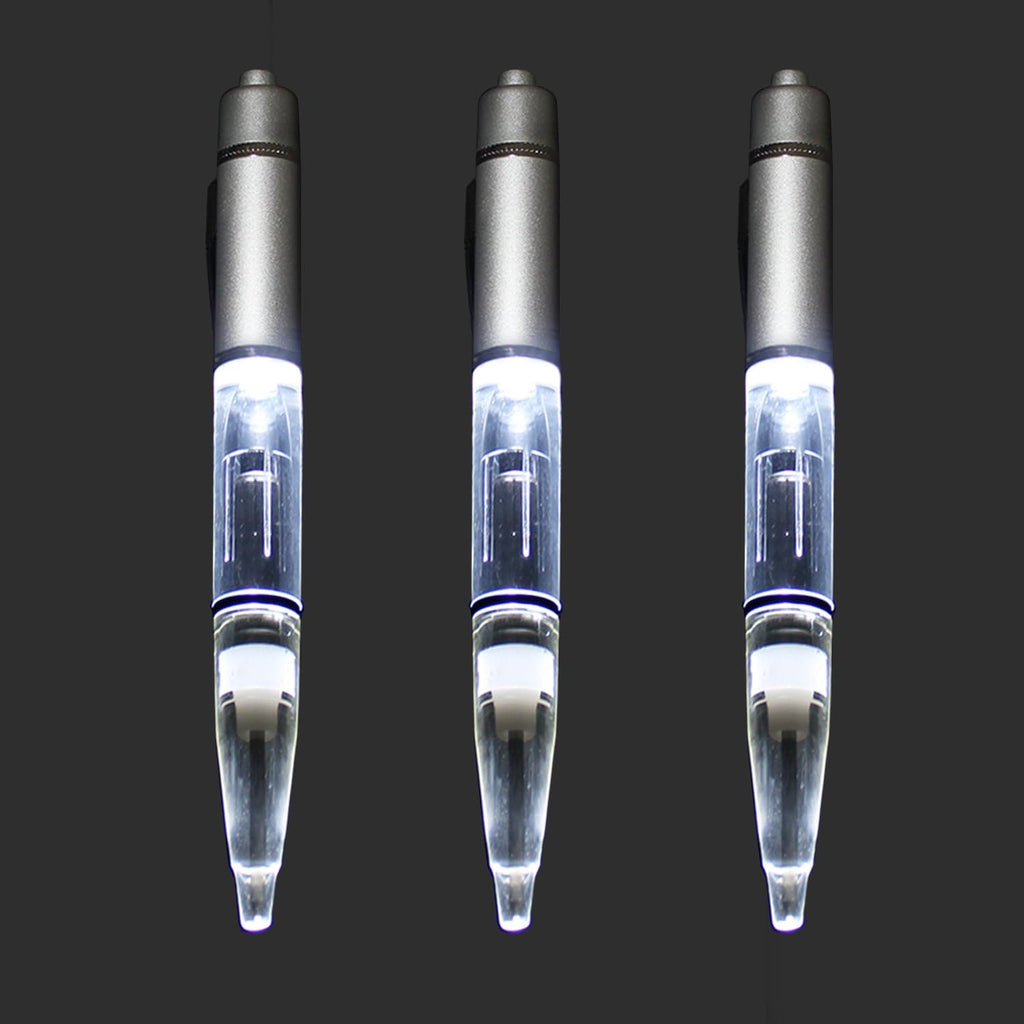 Led Light Pen, Light up Ballpoint Pen Lighted Penlight for Nighttime Writing - White- Pack of 3 Pens