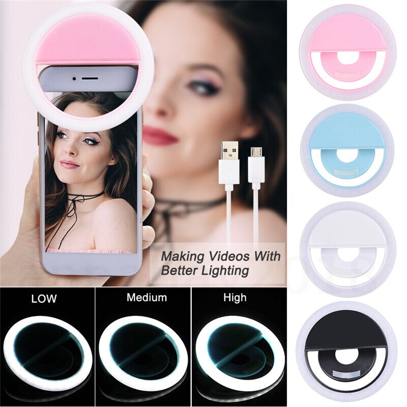 Portable Selfie LED Light Ring Fill Camera Flash for Mobile Phone Universal Ipad