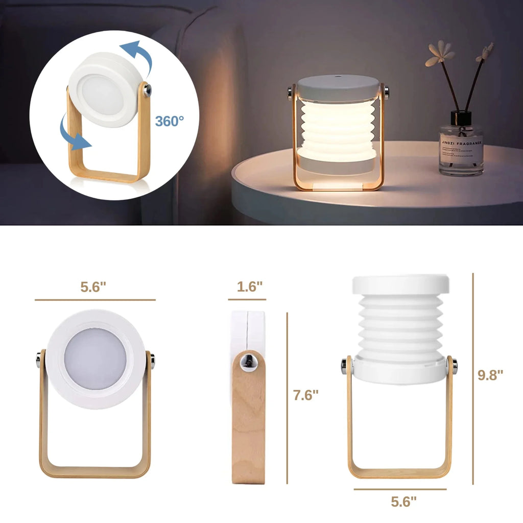 Rechargeable LED Reading Light, Portable Folding Lantern Lamp, Dimmable Touch Night Light for Camping