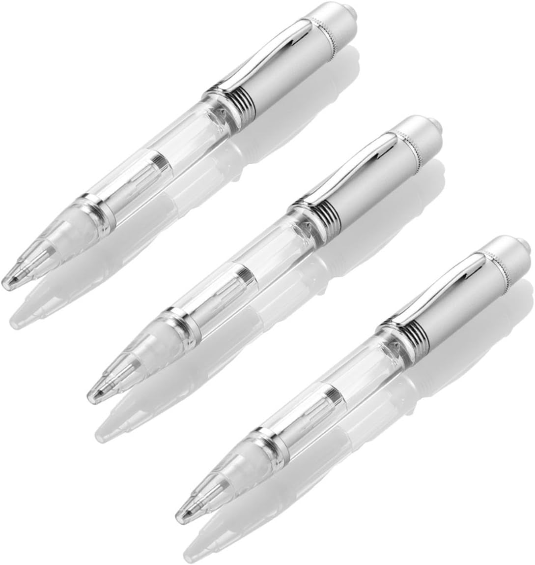Led Light Pen, Light up Ballpoint Pen Lighted Penlight for Nighttime Writing - White- Pack of 3 Pens