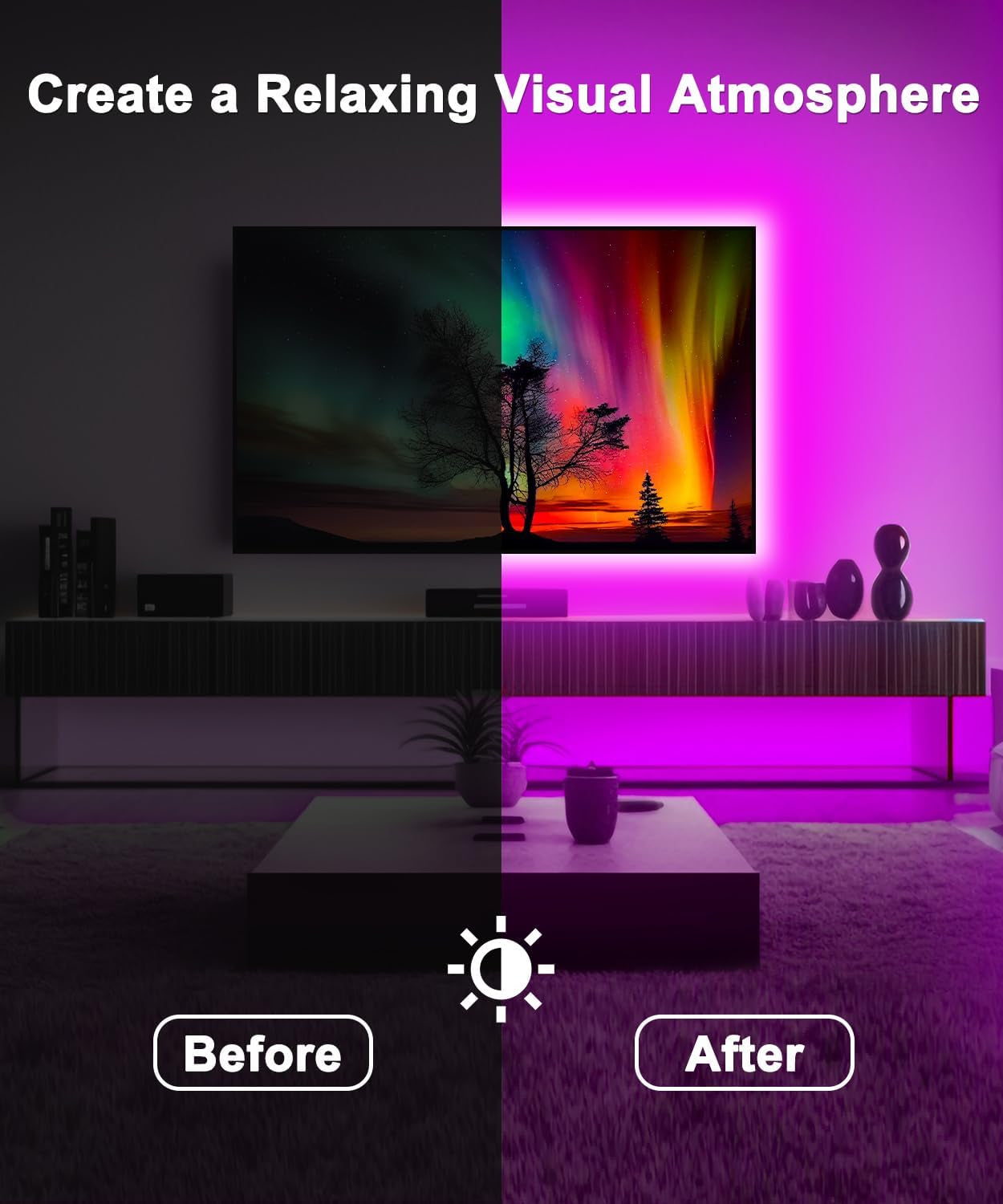 TV Led Lights, Led Lights for Backlight for 32-60 Inch, 9.8Ft TV Light Strip,Rgb Color Changing Light with Remote Music Sync Bluetooth APP Control USB Powered