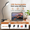 Clip on Lamp,5 Brightness+5 Color Clip on Light,200Lm 36 LED Reading Lights for Books in Bed,1800Mah Battery Powered Lamp Battery Operated Lights,Rechargeable Desk Lamp with Clamp Light